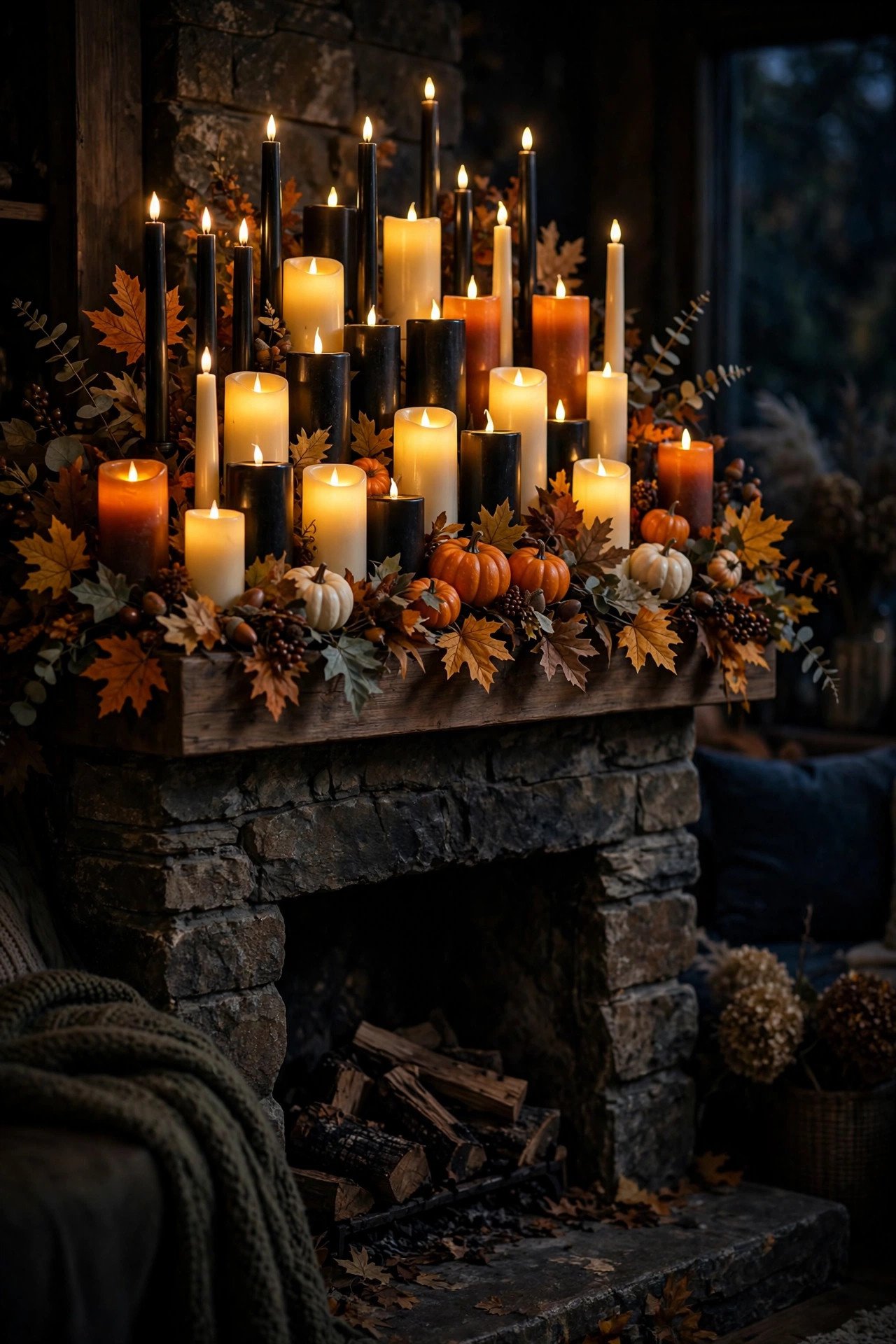 Flickering LED Candle Cluster - halloween mantel decor ideas