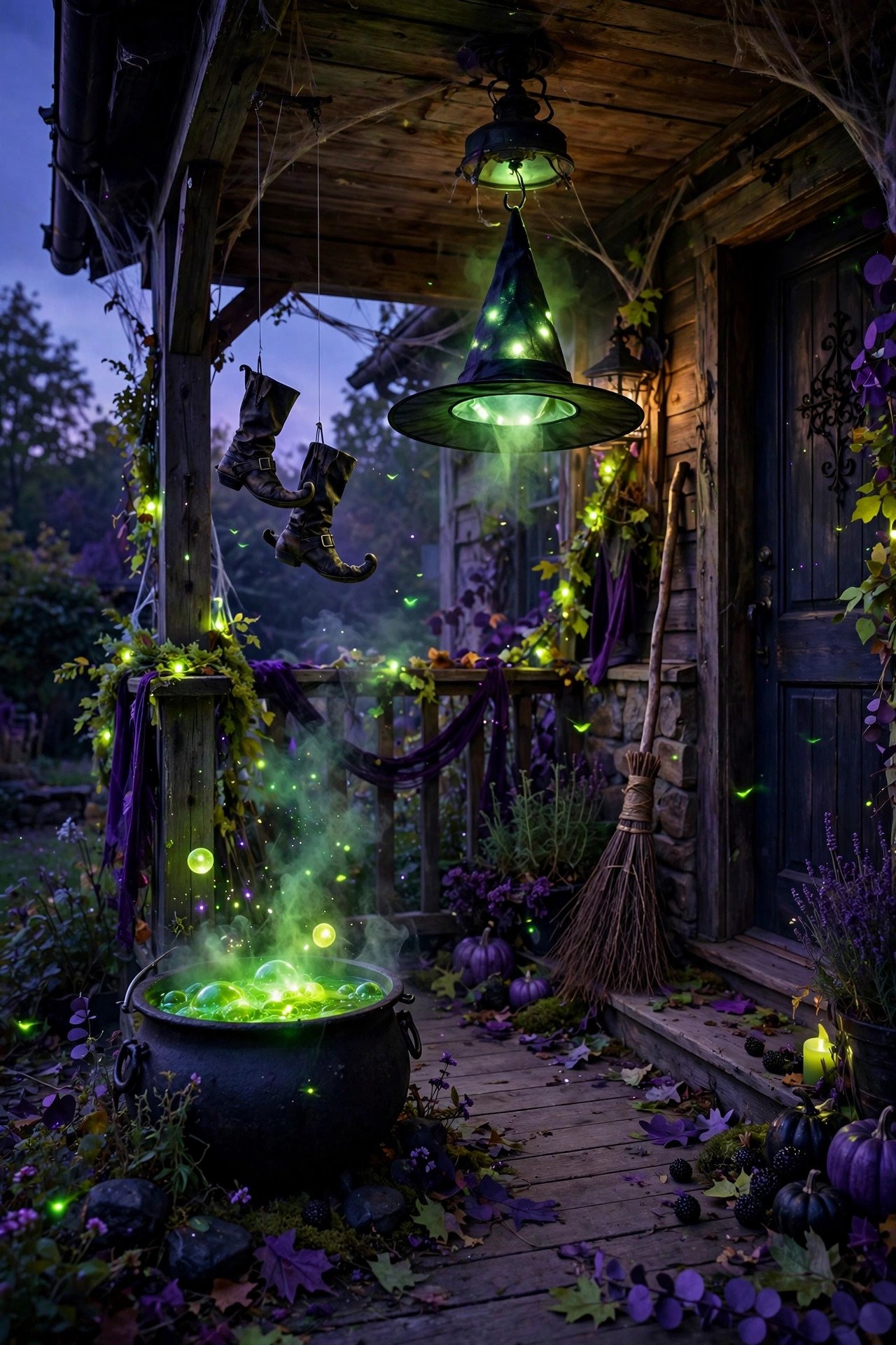Witch's Porch Welcome - halloween porch decor ideas