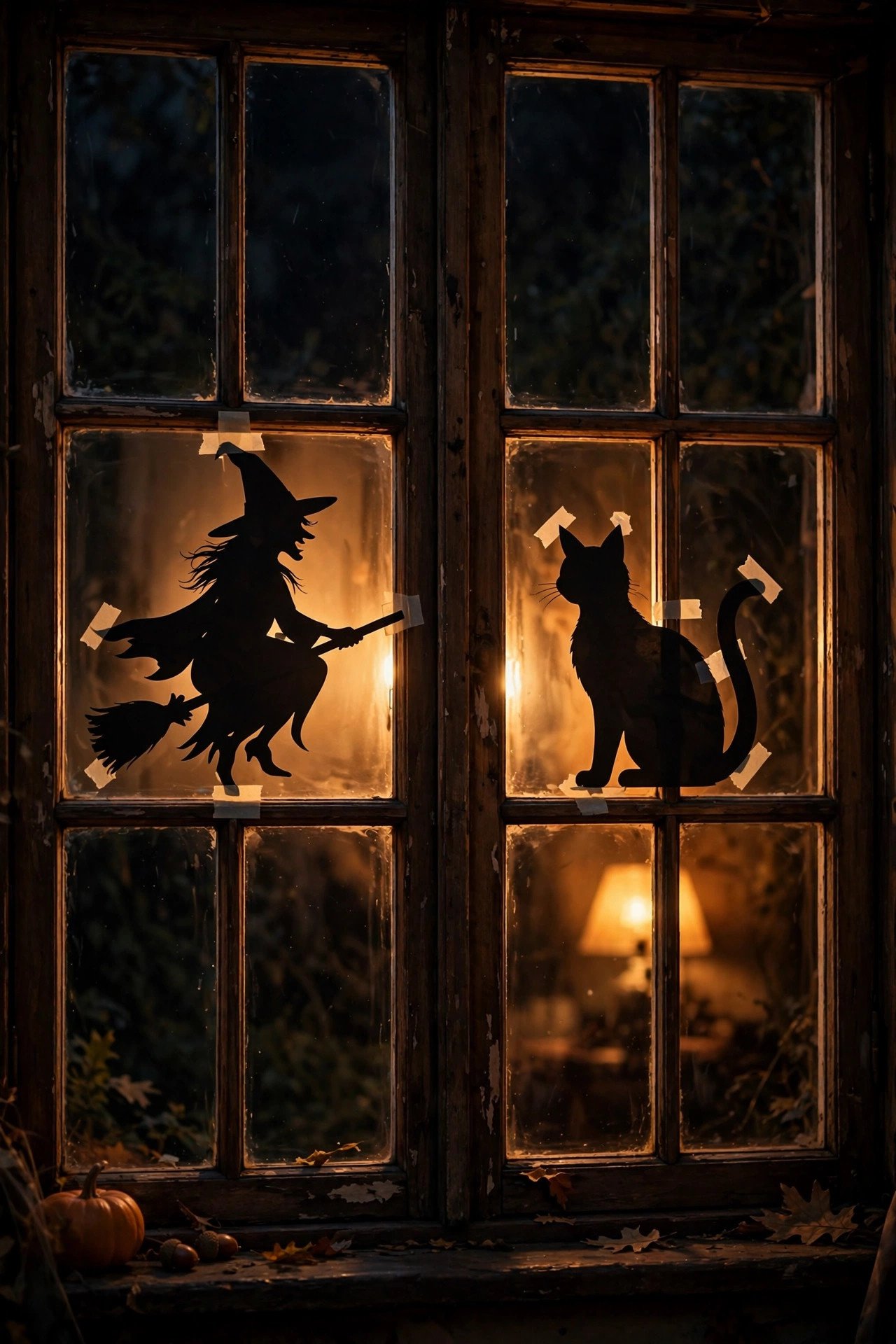 How Do Black Paper Silhouettes Make Windows Glow? - halloween window decor ideas