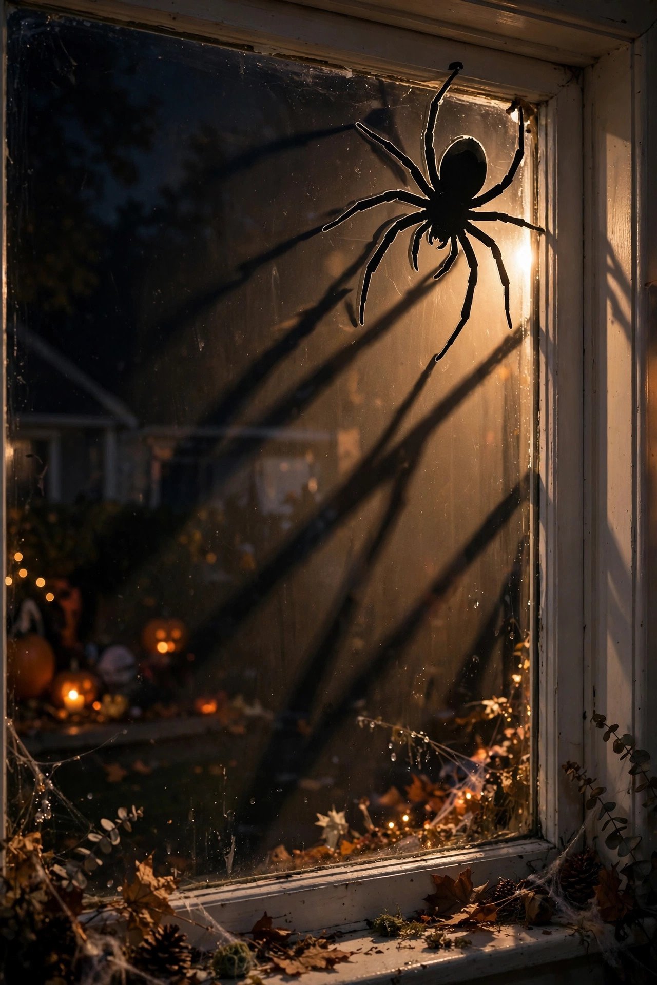 How Do You Stick a Spider Climbing Up the Glass? - halloween window decor ideas