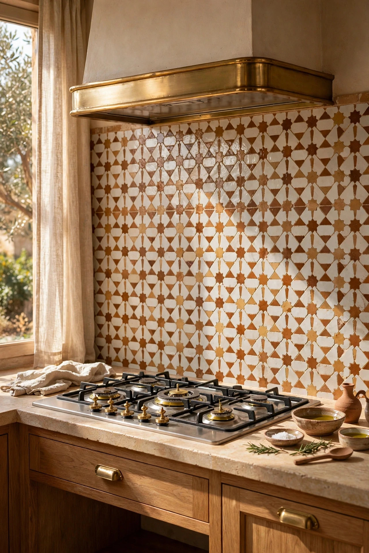 Handmade Zellige Tile Backsplash in Warm White or Clay - kitchen decor ideas