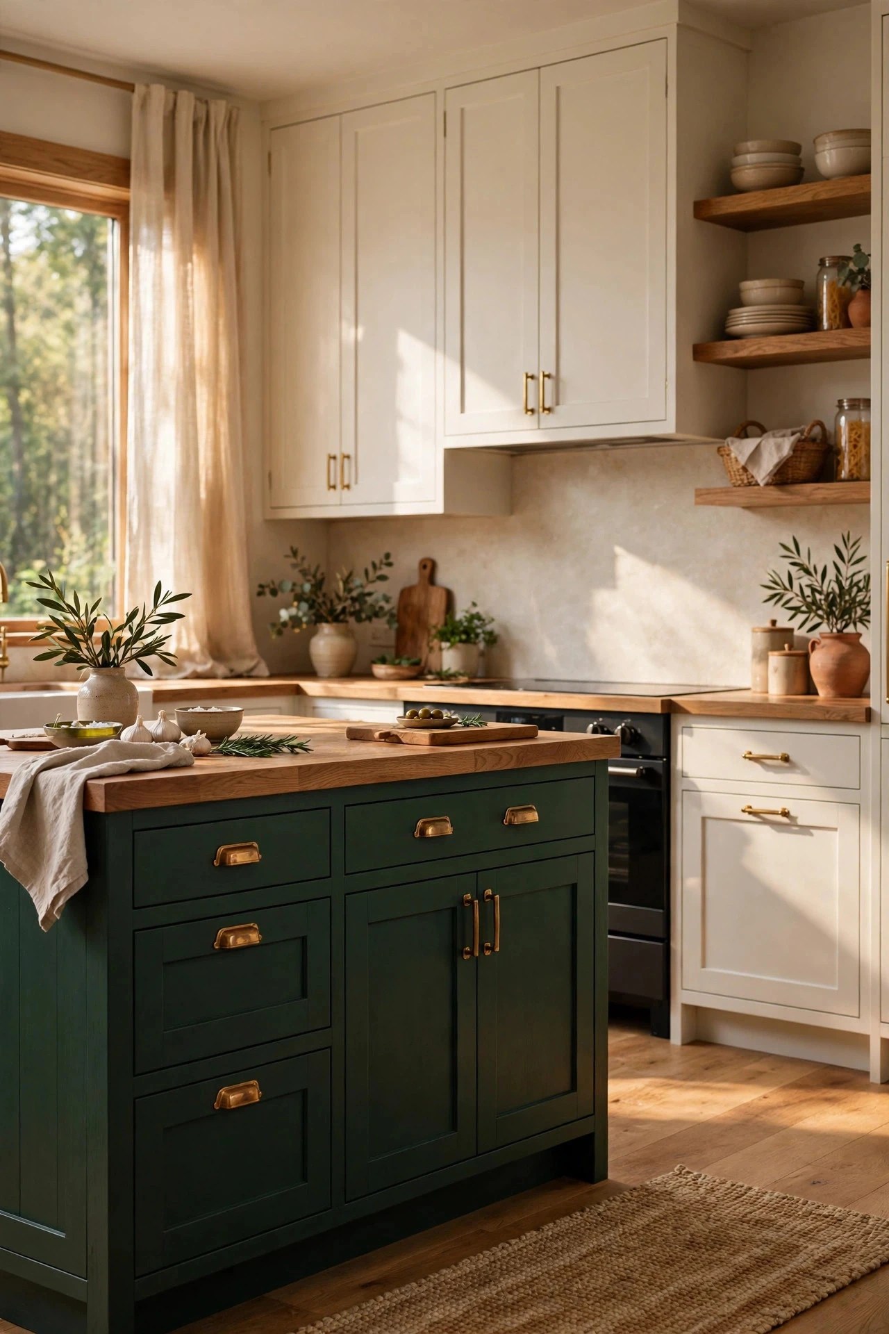 Deep Warm Cabinet Colour on the Island or Lower Cabinets - kitchen decor ideas