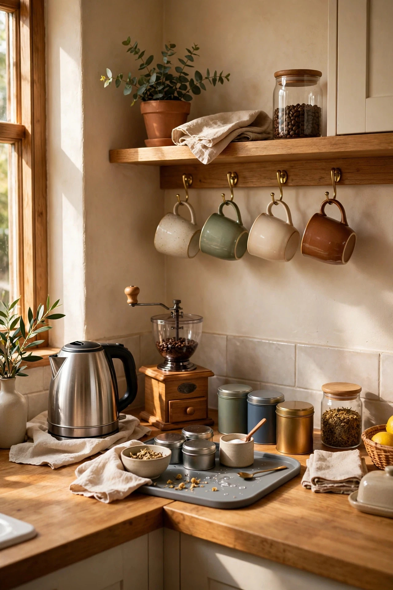A Coffee and Tea Station That Warms the Morning Routine - kitchen decor ideas