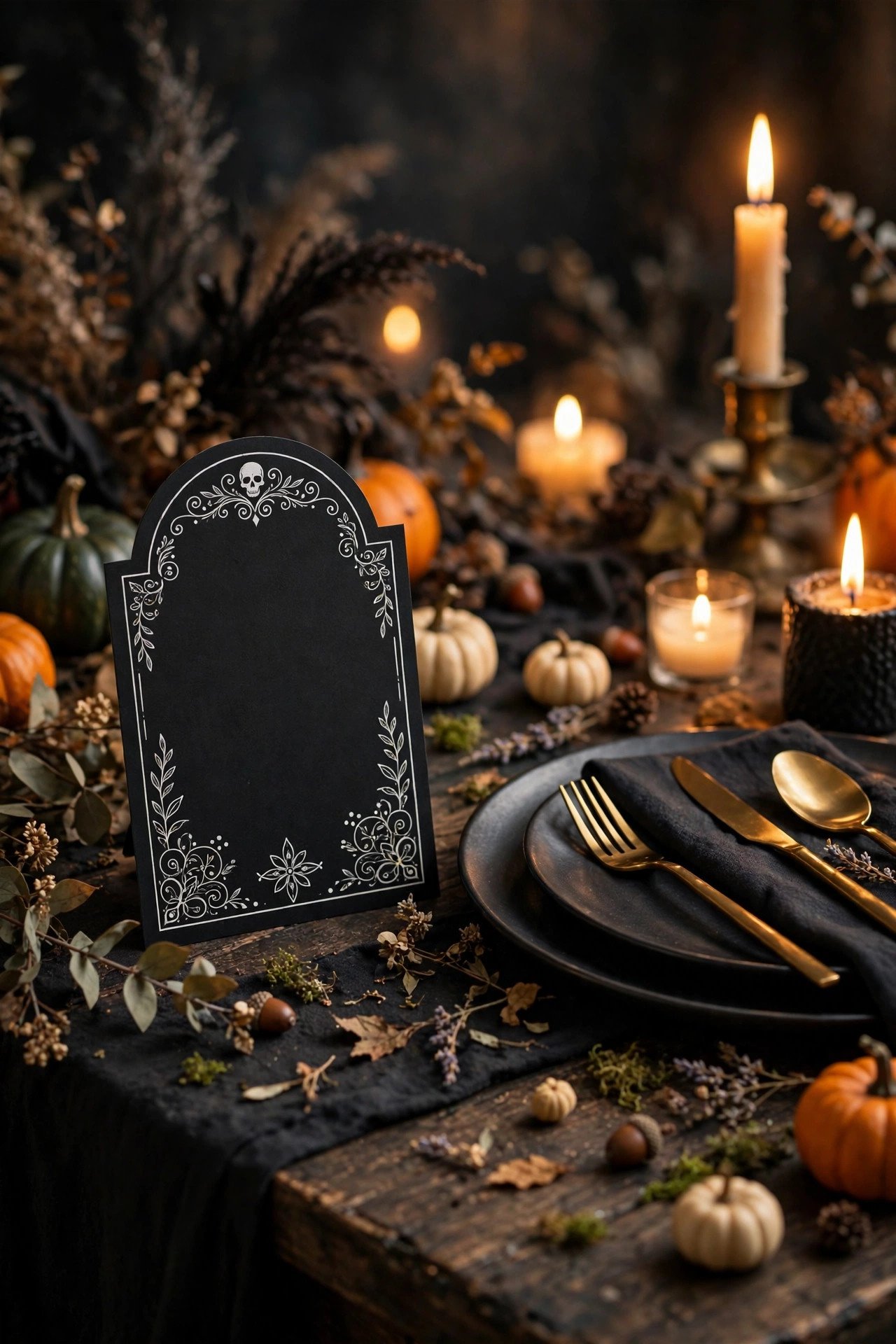 Chalkboard Tombstone Place Cards - last minute halloween decor ideas