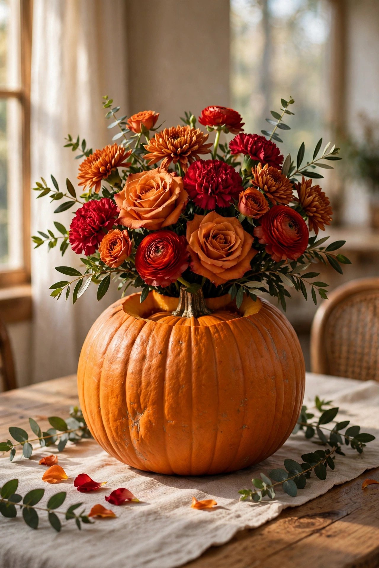 Pumpkin Vase Centerpiece - last minute halloween decor ideas