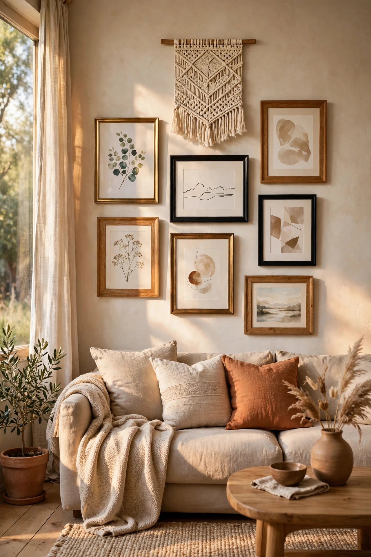Build a Collected Art Wall With Mismatched Frames - living room inspo ideas