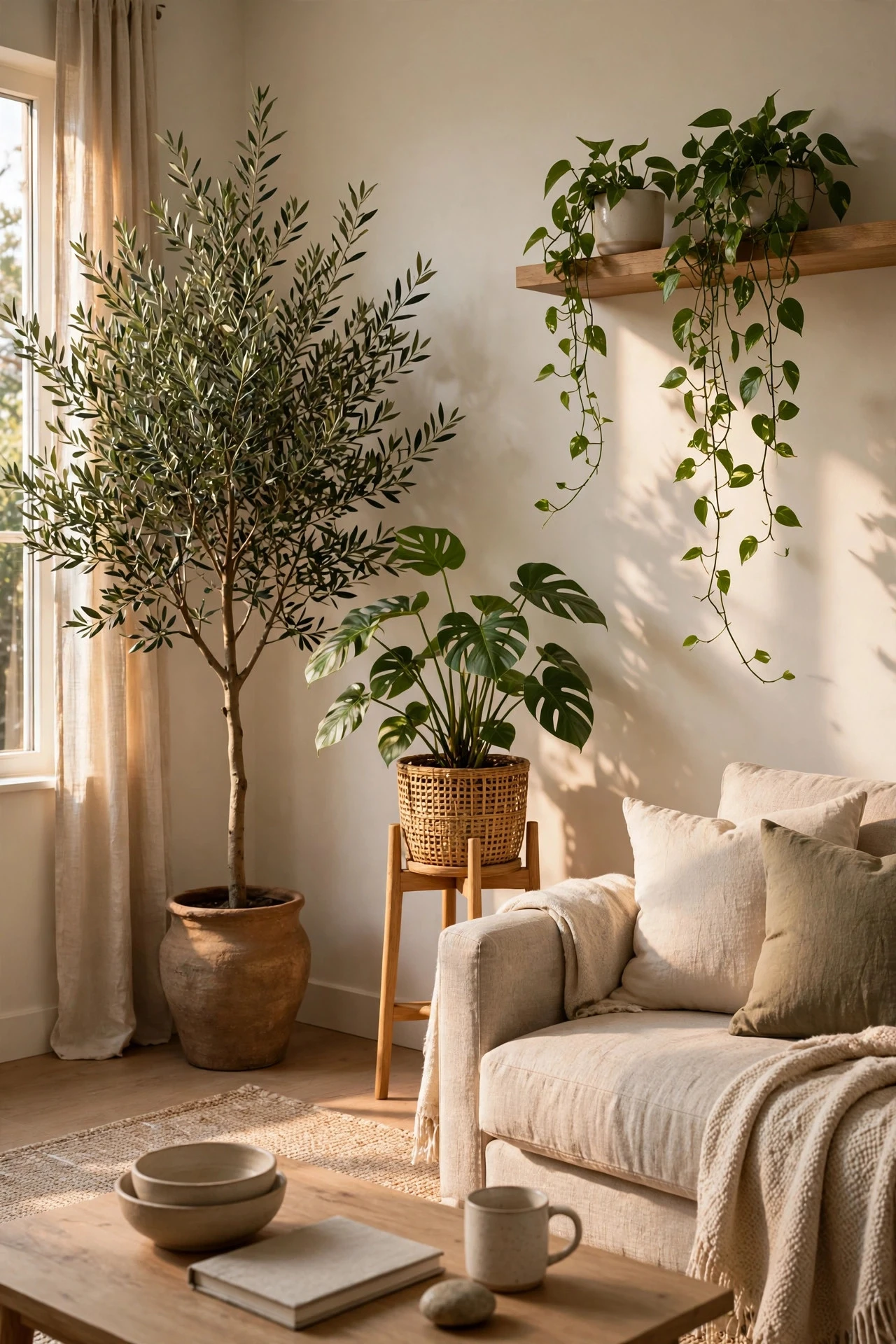 Place Plants at Three Heights for a Naturally Lived-In Feel - living room inspo ideas