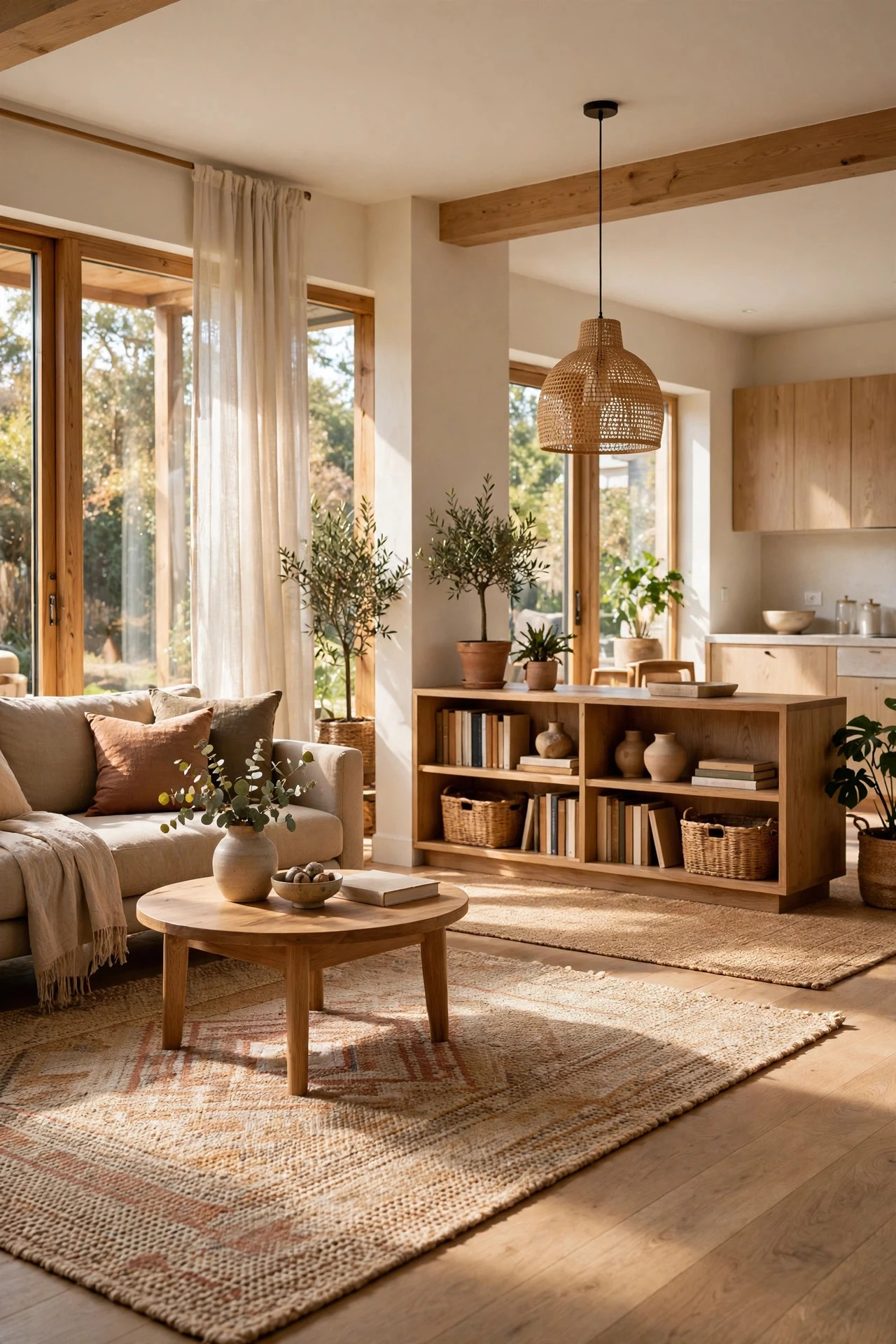 Zone an Open-Plan Living Room With Rugs, Light and Low Furniture - living room inspo ideas