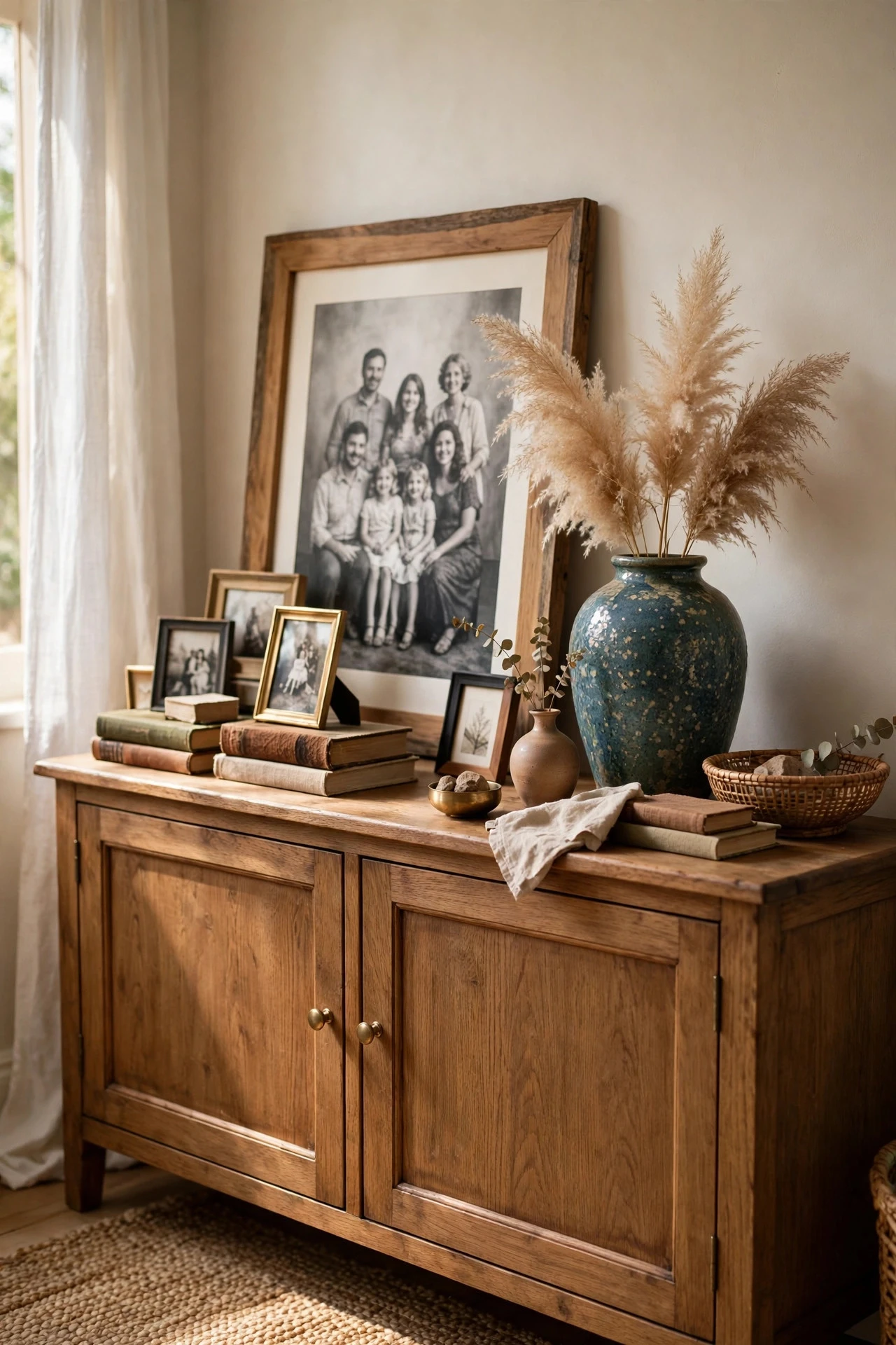 Display Family Photographs and Heirlooms Casually, Not Formally - living room inspo ideas