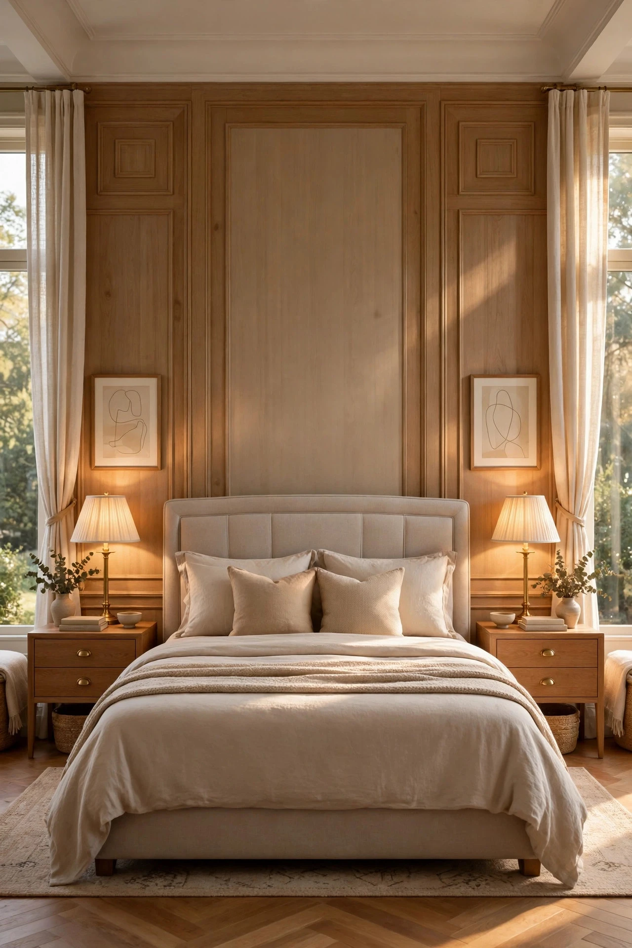 Symmetry With Matching Bedside Tables and Lamps - luxury bedroom decor ideas