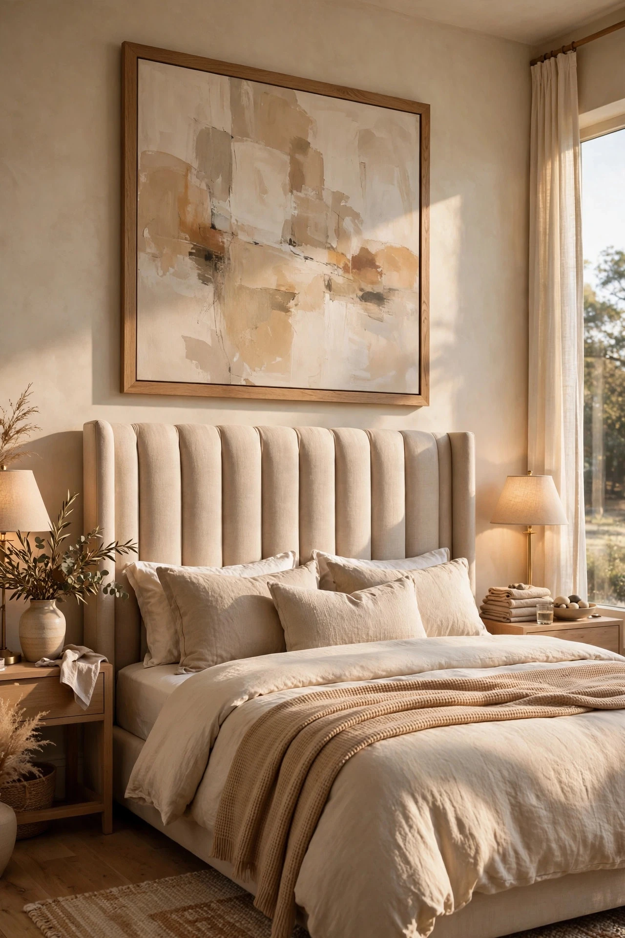 Art at the Right Scale Above the Bed - luxury bedroom decor ideas