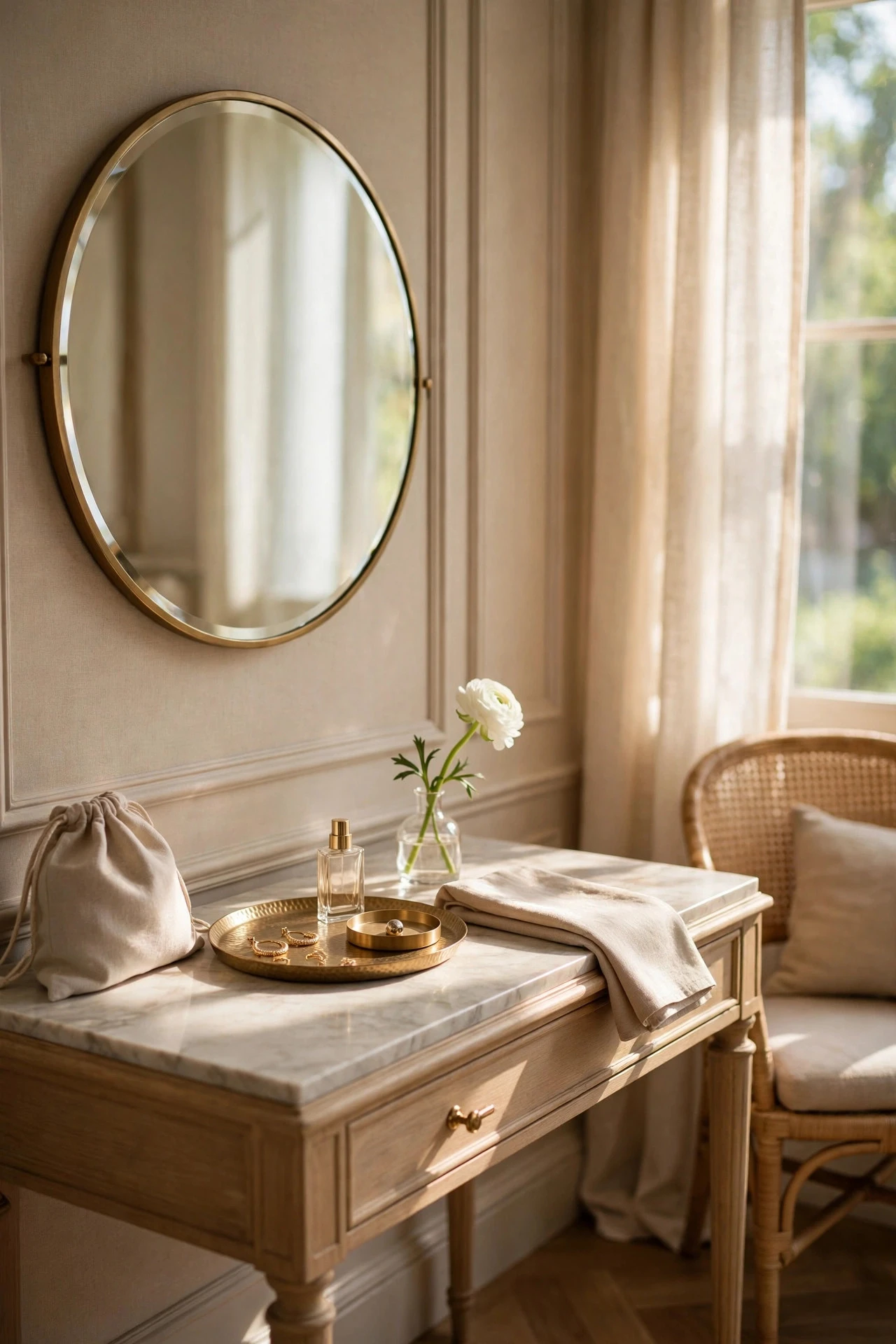 A Dressing Table Styled Like a Boutique Hotel - luxury bedroom decor ideas