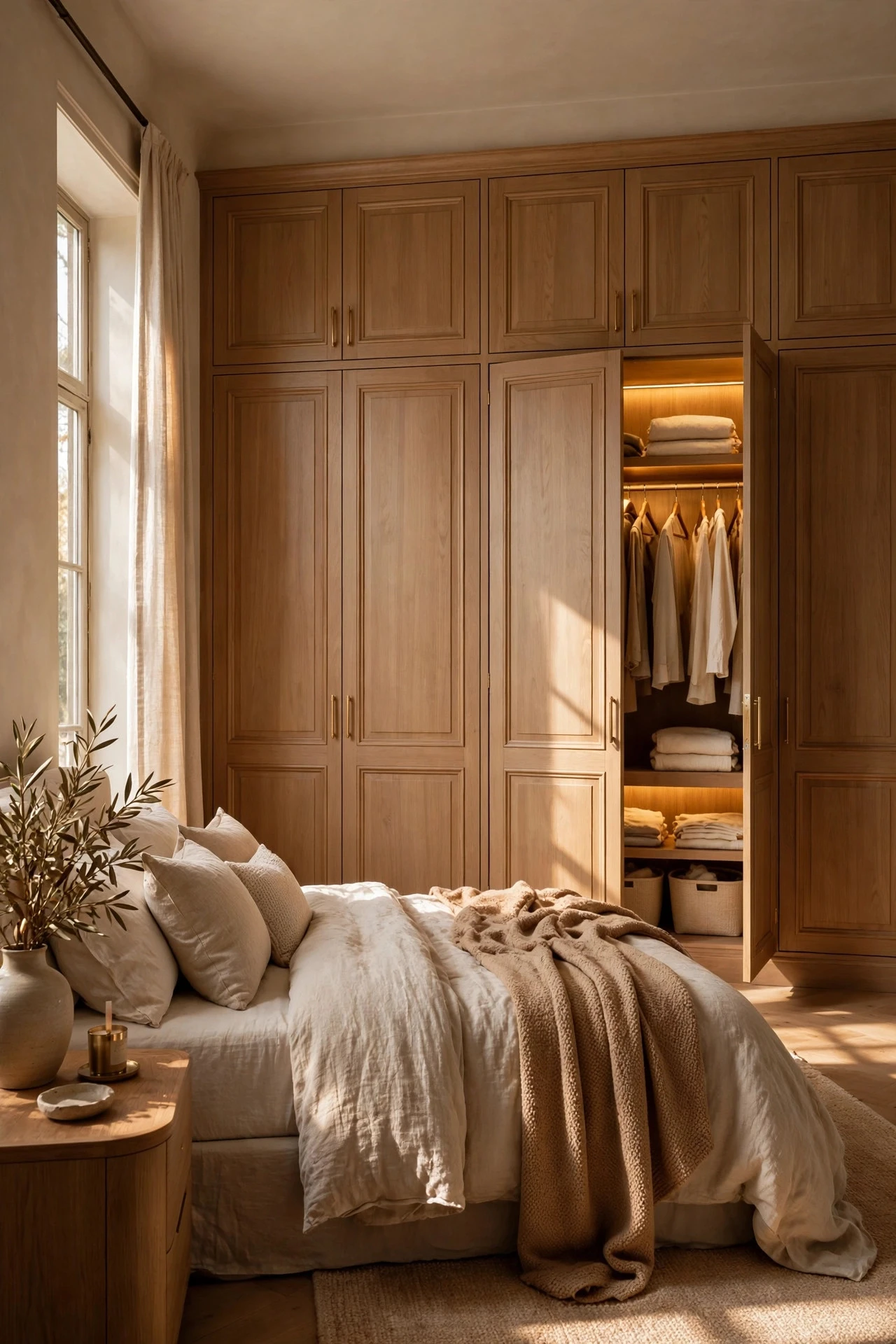 Built-In Wardrobes With Interior Lighting - luxury bedroom decor ideas