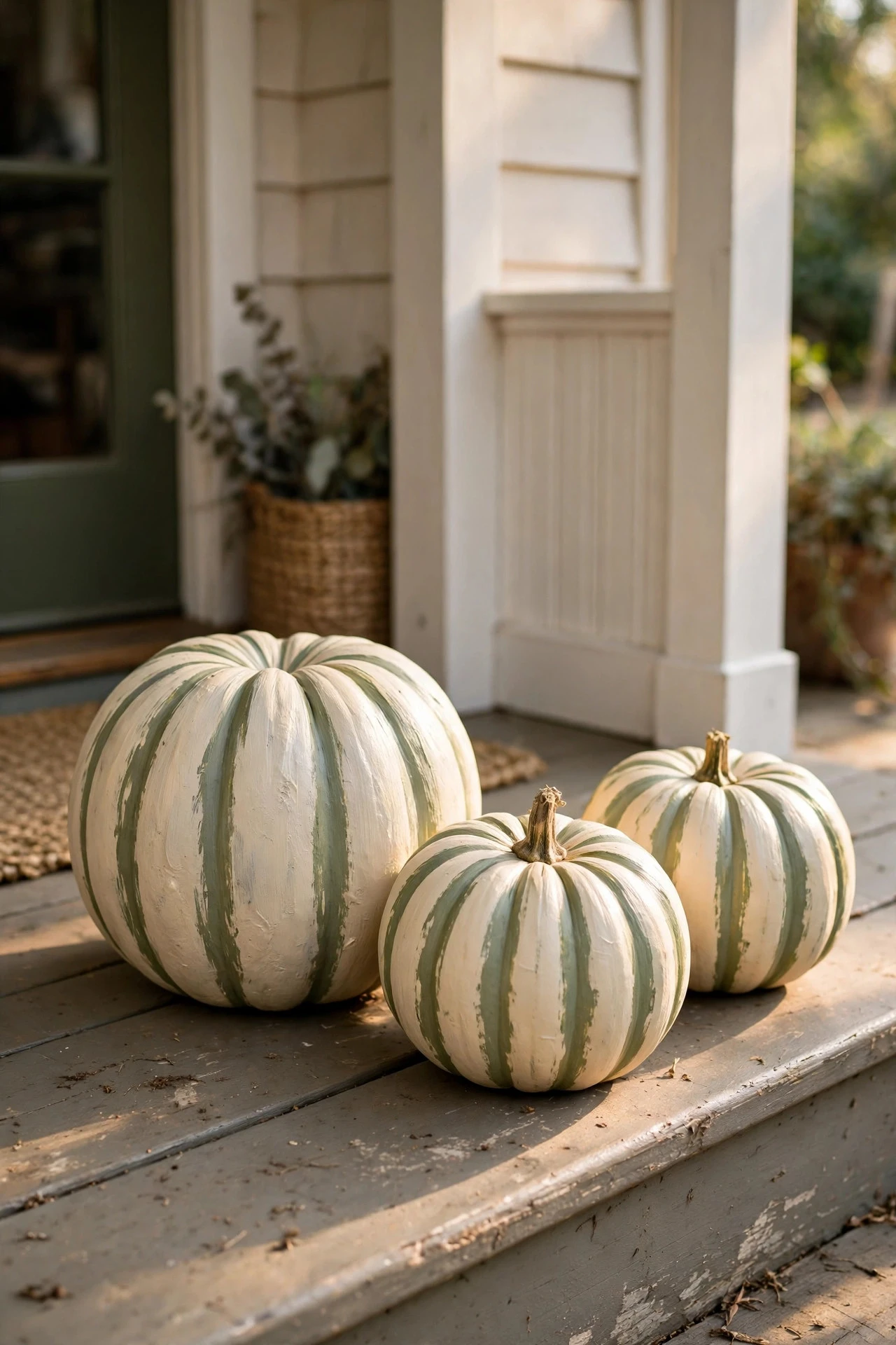 Striped Pumpkins Using the Natural Ribs - painting pumpkins ideas diy