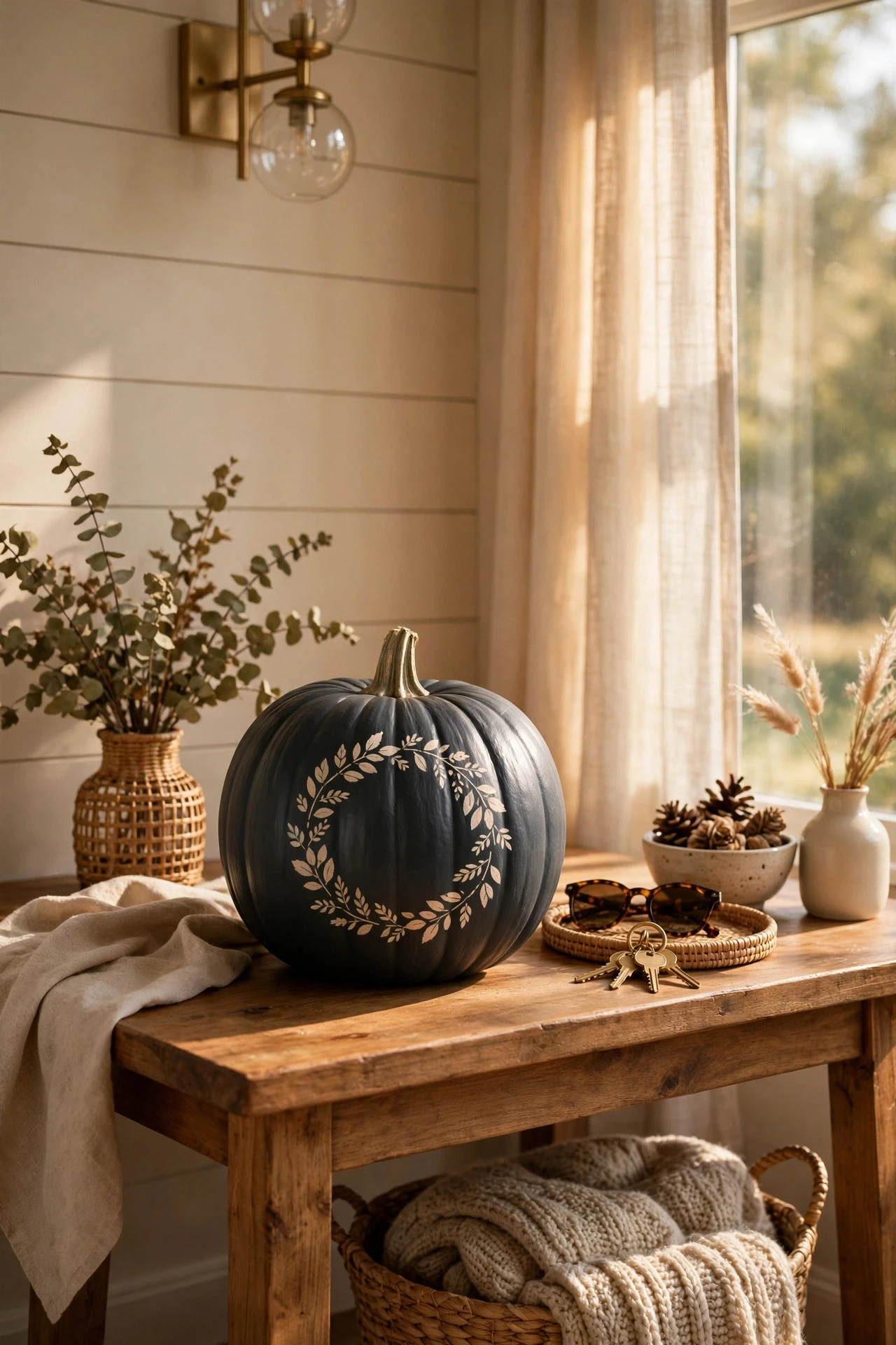 Painted Pumpkins With Lettering and Words - painting pumpkins ideas diy