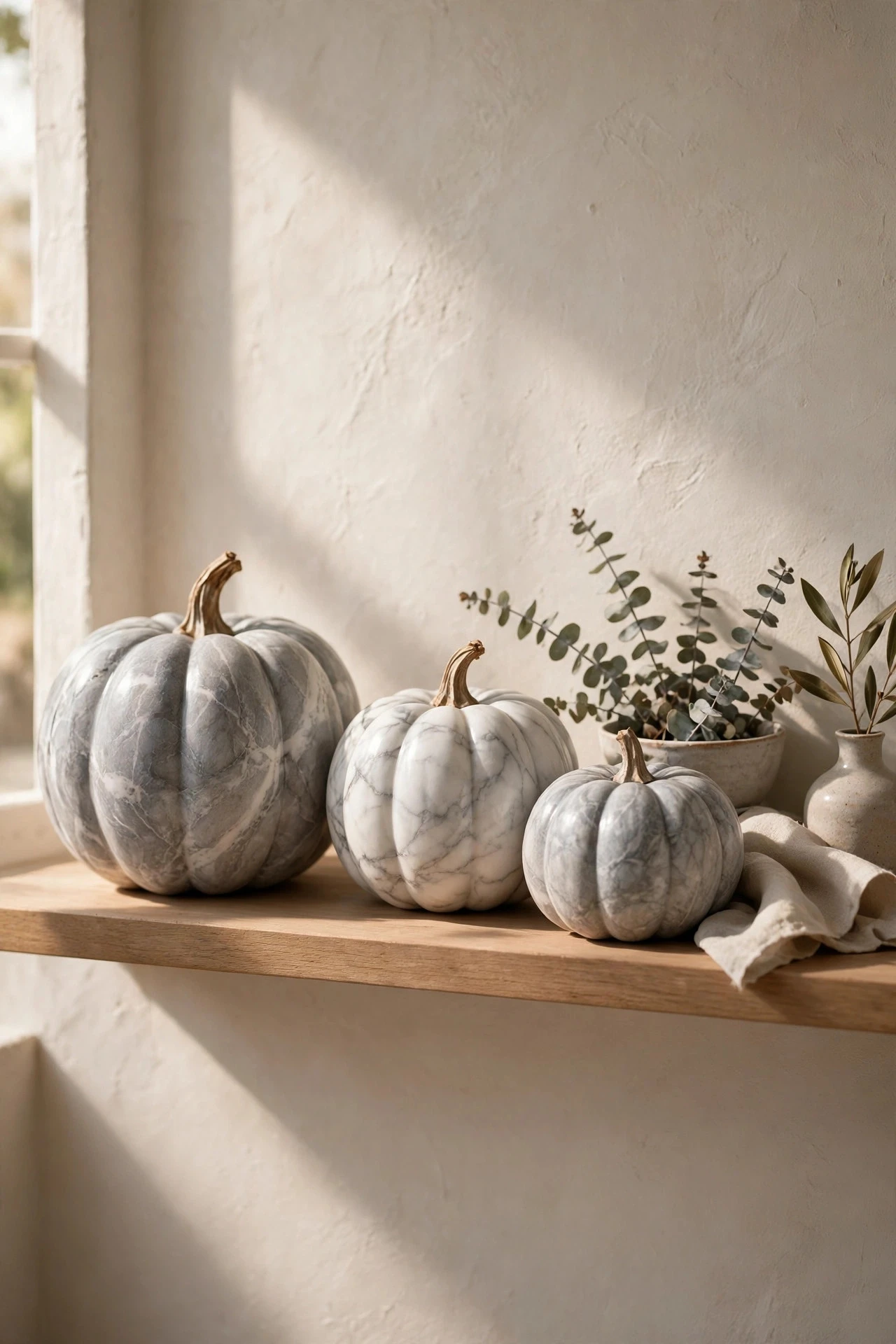 Marble-Effect Pumpkins in Grey and White - painting pumpkins ideas diy