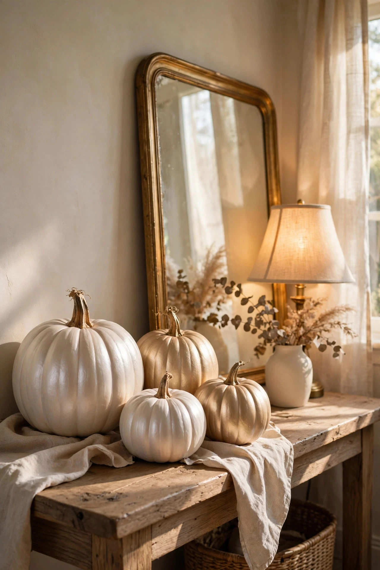 Pearl and Champagne Painted Pumpkins - painting pumpkins ideas diy girly