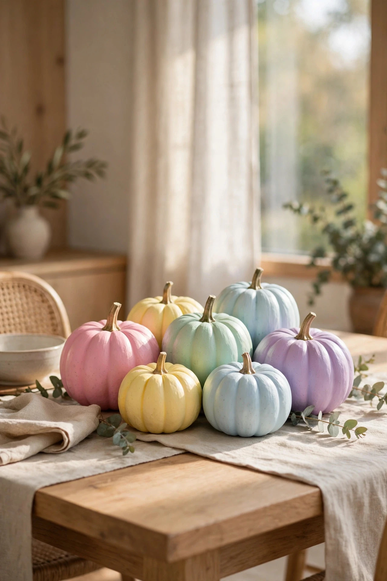 Pastel Rainbow Pumpkin Cluster - painting pumpkins ideas diy girly