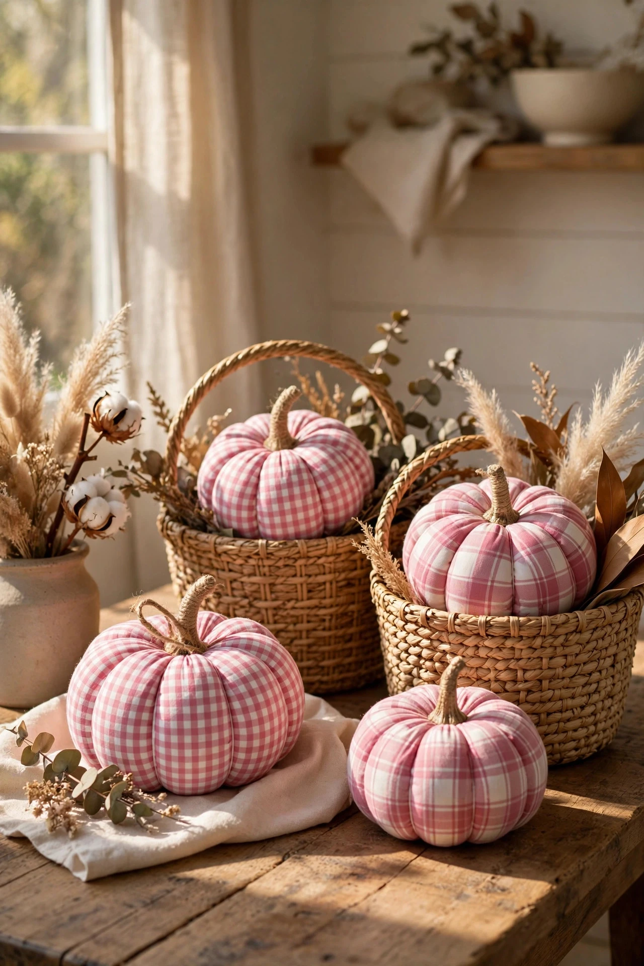 Gingham and Plaid Pumpkins in Pink - painting pumpkins ideas diy girly