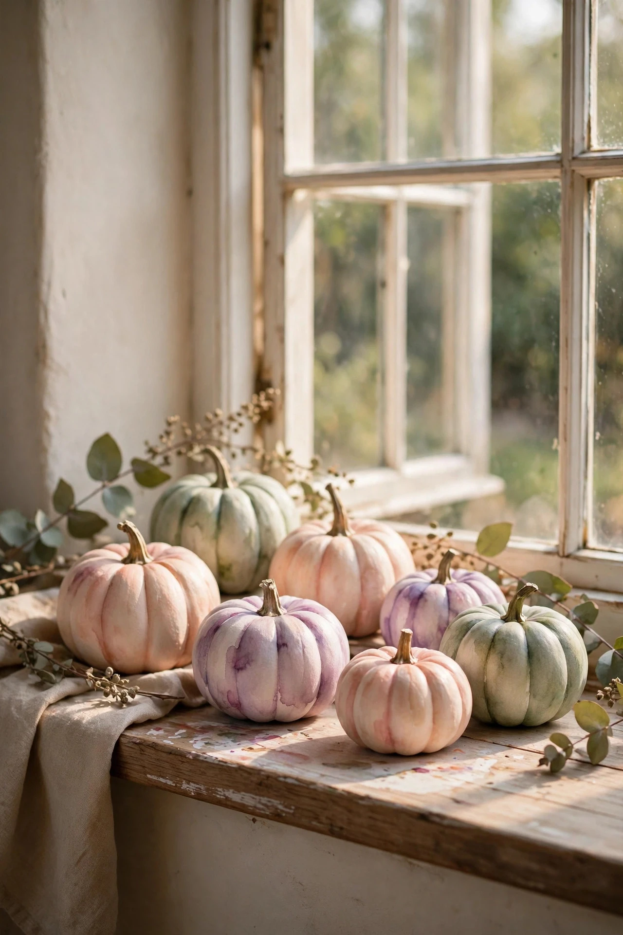 Watercolour Wash Pumpkins - painting pumpkins ideas diy girly
