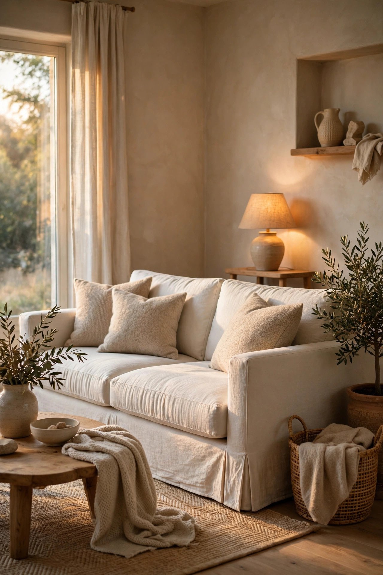 Tailored Linen Sofa - quiet luxury home decor ideas