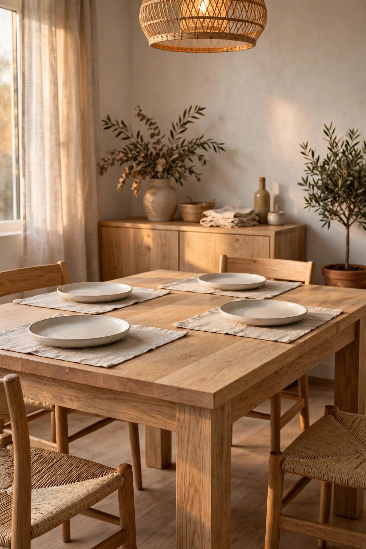 Solid Oak Dining Table - quiet luxury home decor ideas