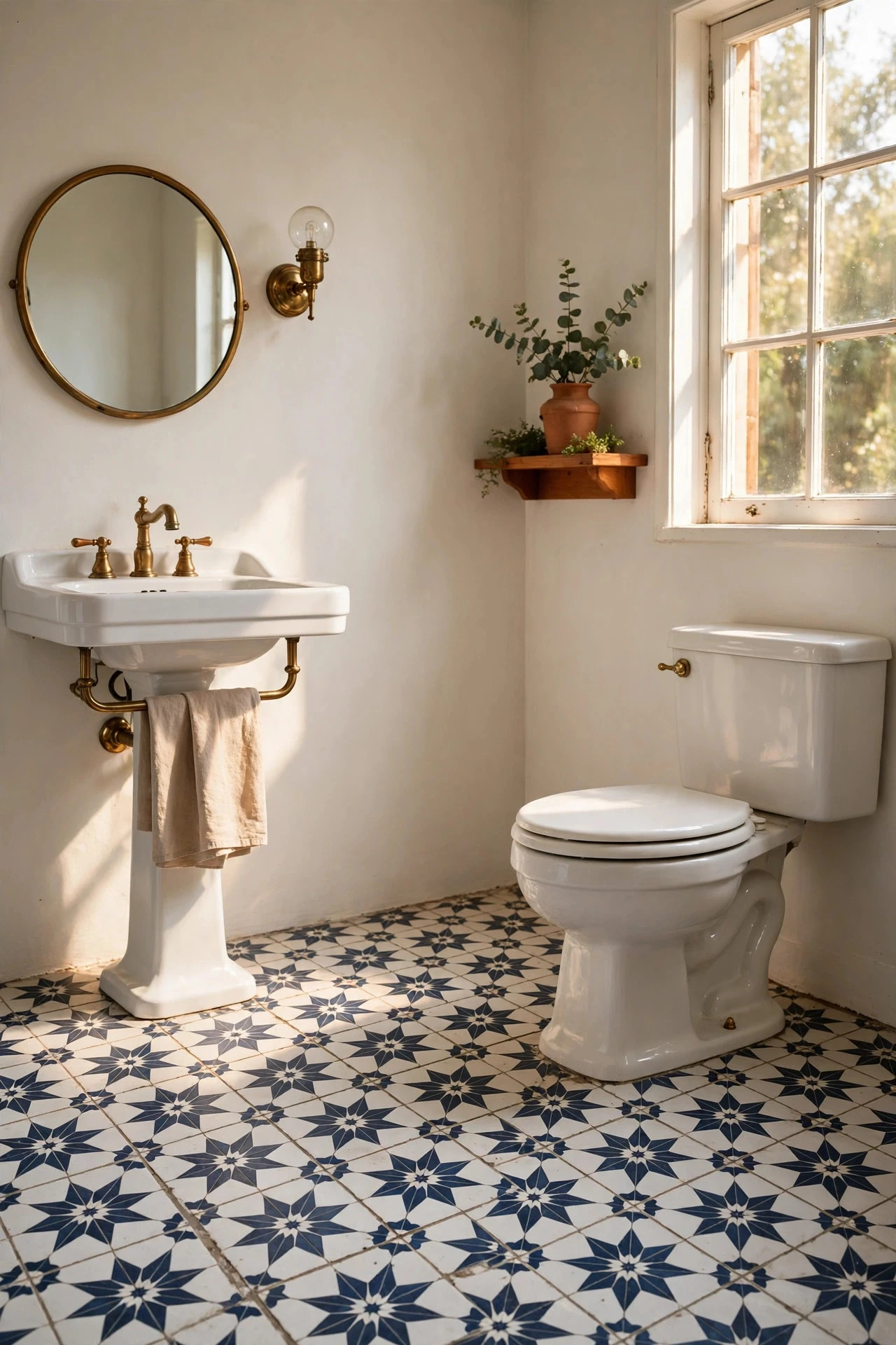 Patterned Encaustic and Cement Tile in a Foyer-Like Floor - retro bathroom decor ideas