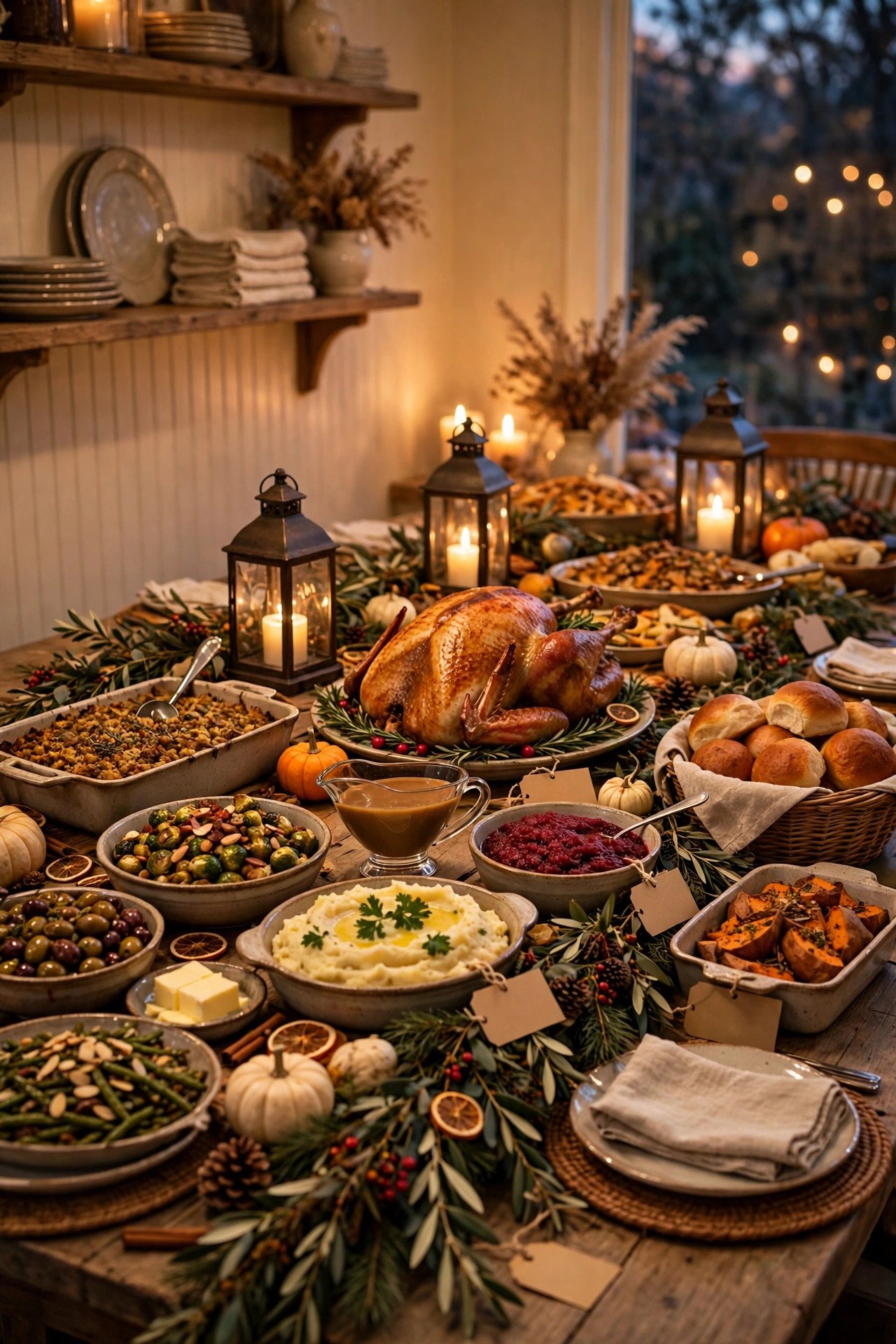 A Whole-Table Reveal: The Buffet Dressed and Ready - thanksgiving buffet table decor ideas