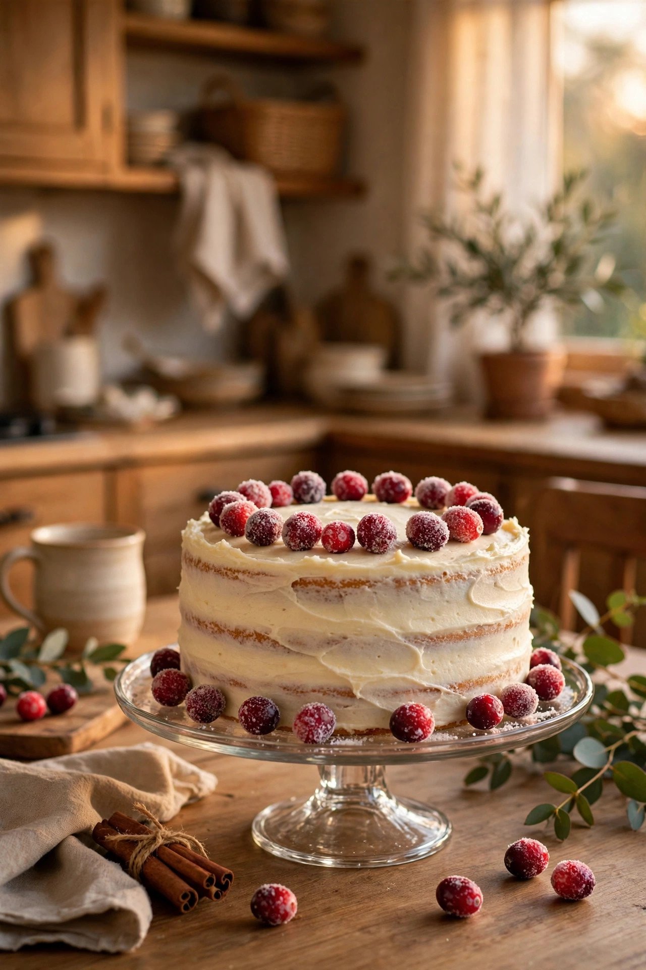 Create a Focal Point With a Naked or Lightly Frosted Cake - thanksgiving dessert table decor ideas