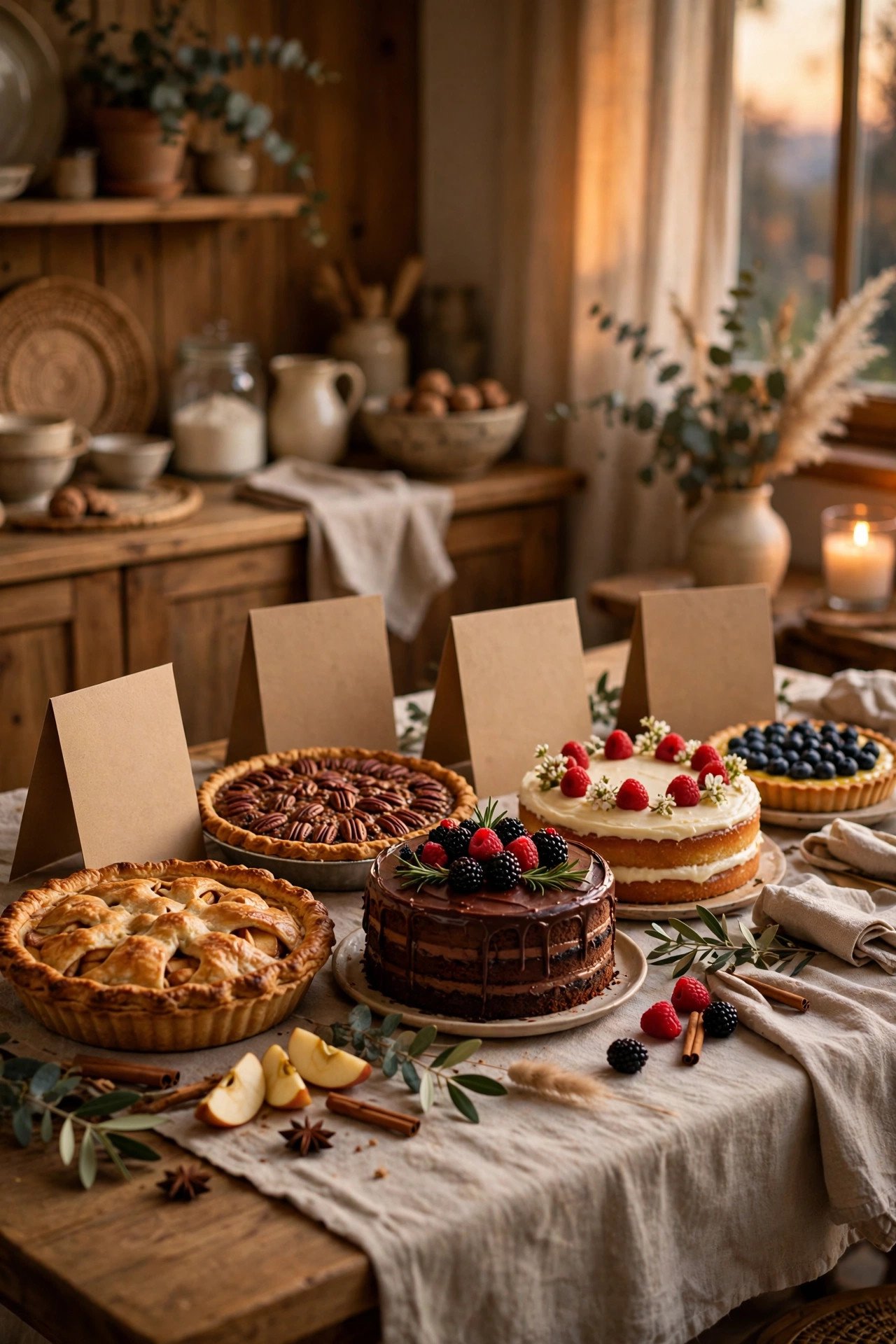 Label Every Dessert With Charming Handwritten Cards - thanksgiving dessert table decor ideas