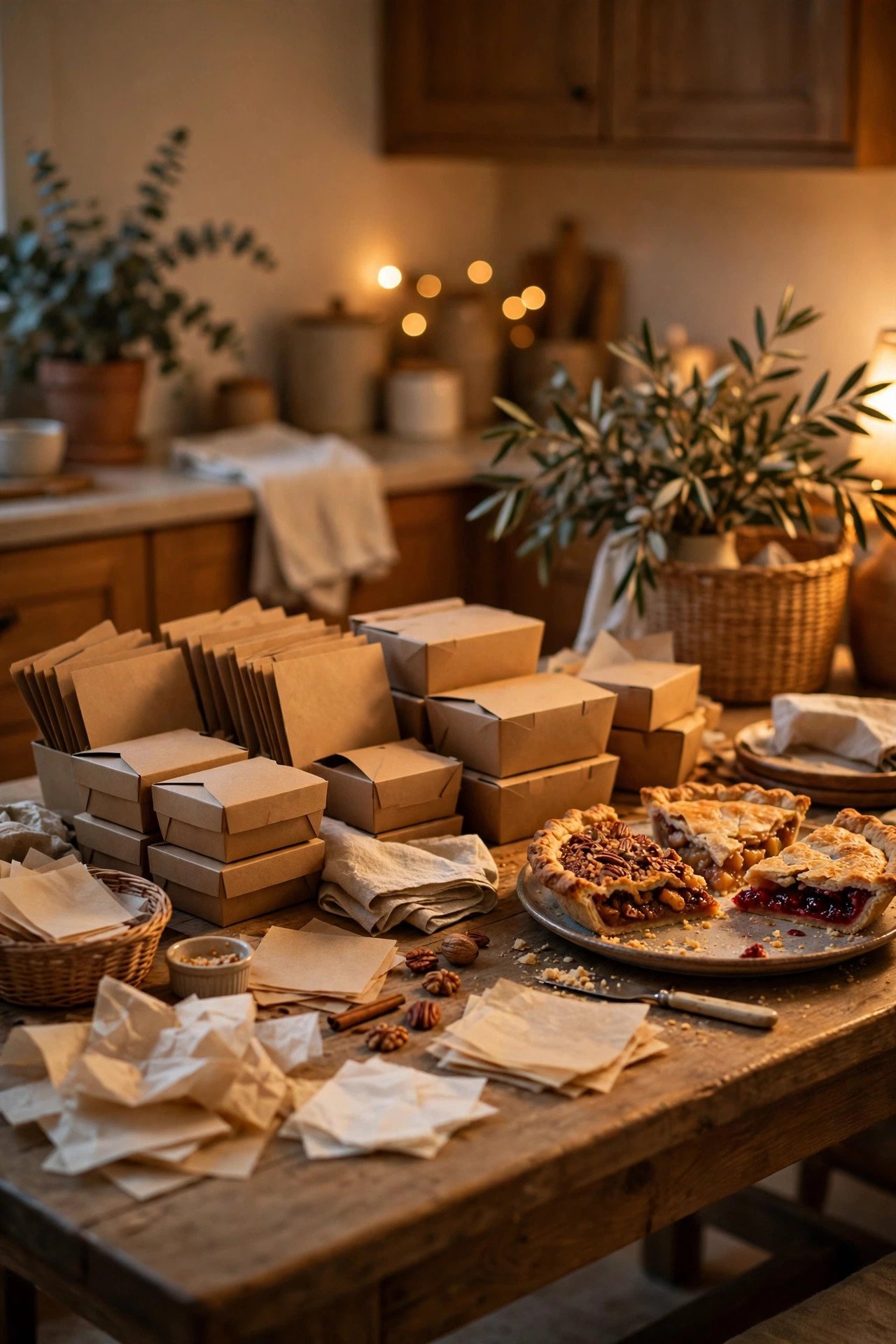 Plan the Take-Home Moment With Boxes and Leftover Labels - thanksgiving dessert table decor ideas