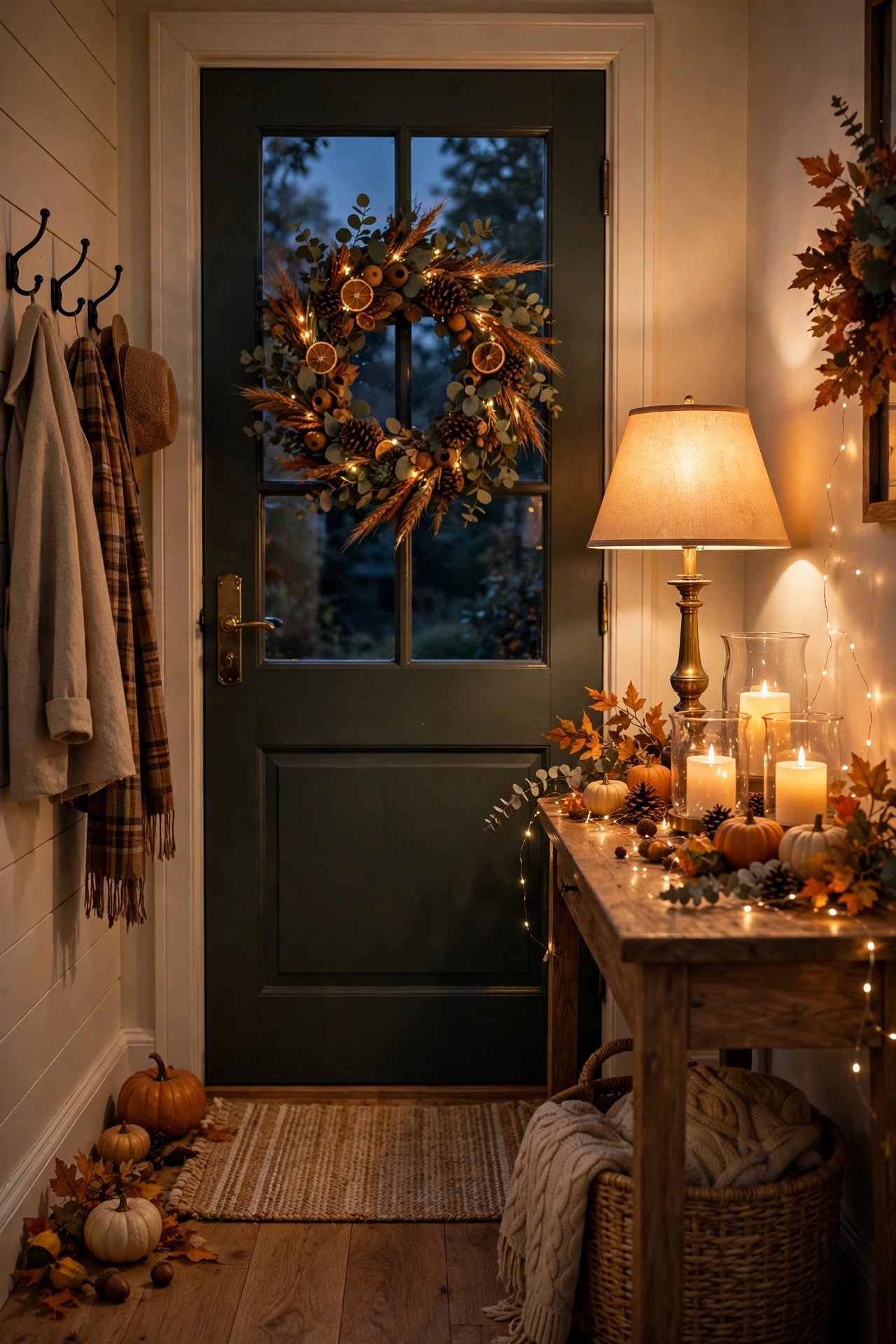 How Do You Light an Entryway for Thanksgiving Arrivals? - thanksgiving entryway decor ideas