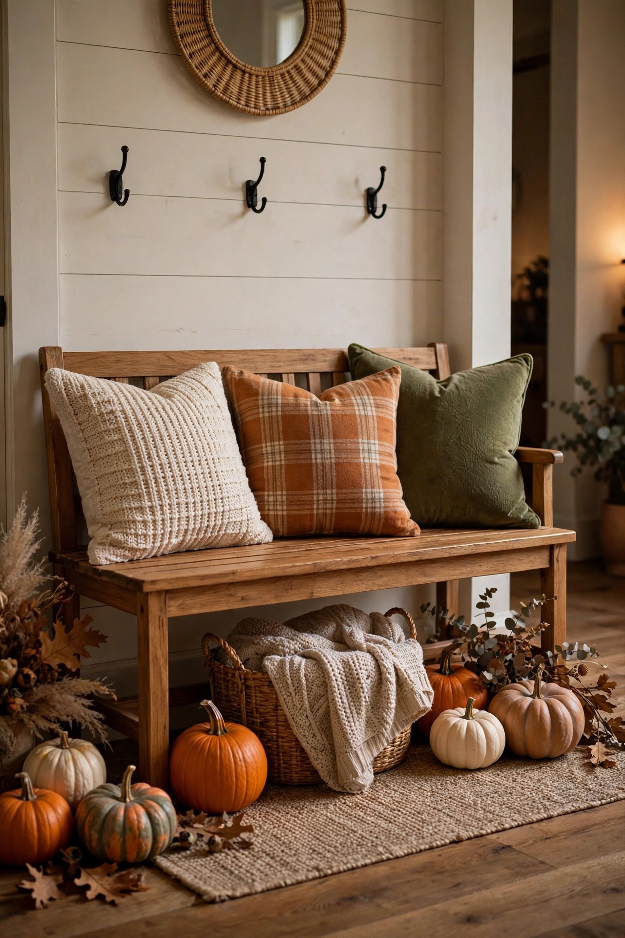 How Do You Style an Entryway Bench for Thanksgiving? - thanksgiving entryway decor ideas