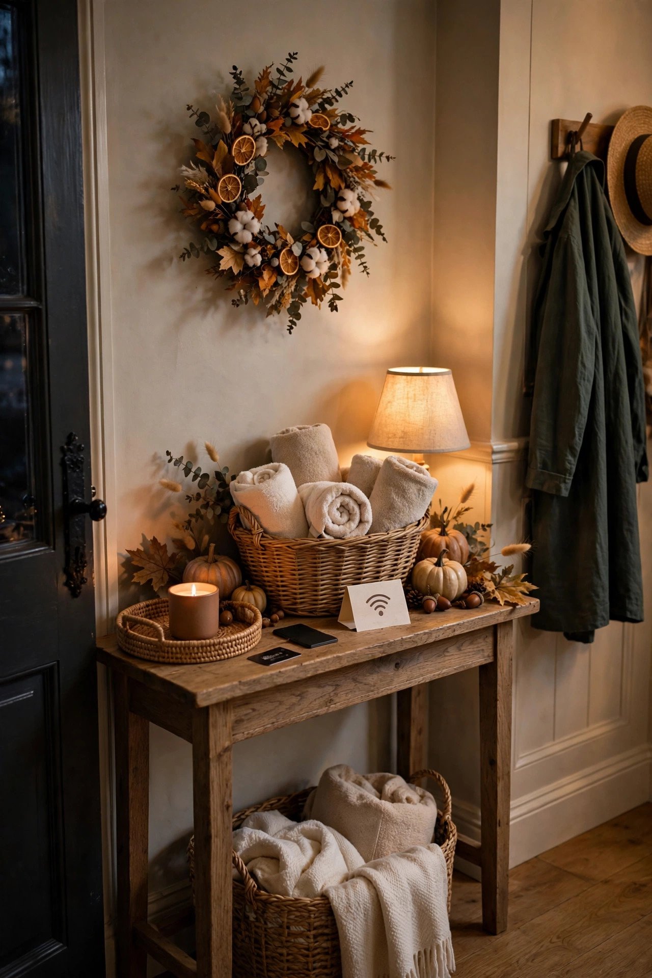How Do You Welcome Overnight Thanksgiving Guests at the Entry? - thanksgiving entryway decor ideas