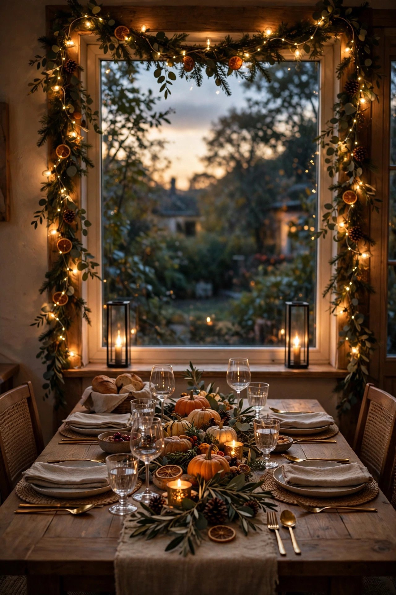 Thanksgiving Table-View Window Backdrop - thanksgiving window decor ideas